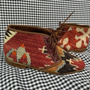 Turkish Kilim Style Southwestern Wool Western Boots UK Size 5 / Women's 8